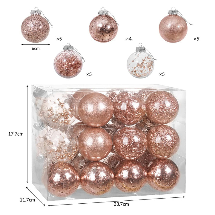 Juletræbaubles 24 pcs rose-guld 6 cm