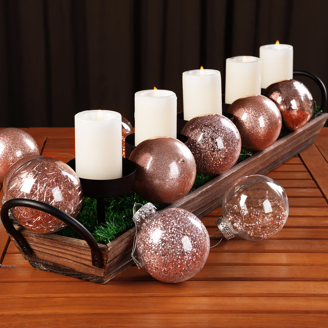 Juletræbaubles 24 pcs rose-guld 6 cm