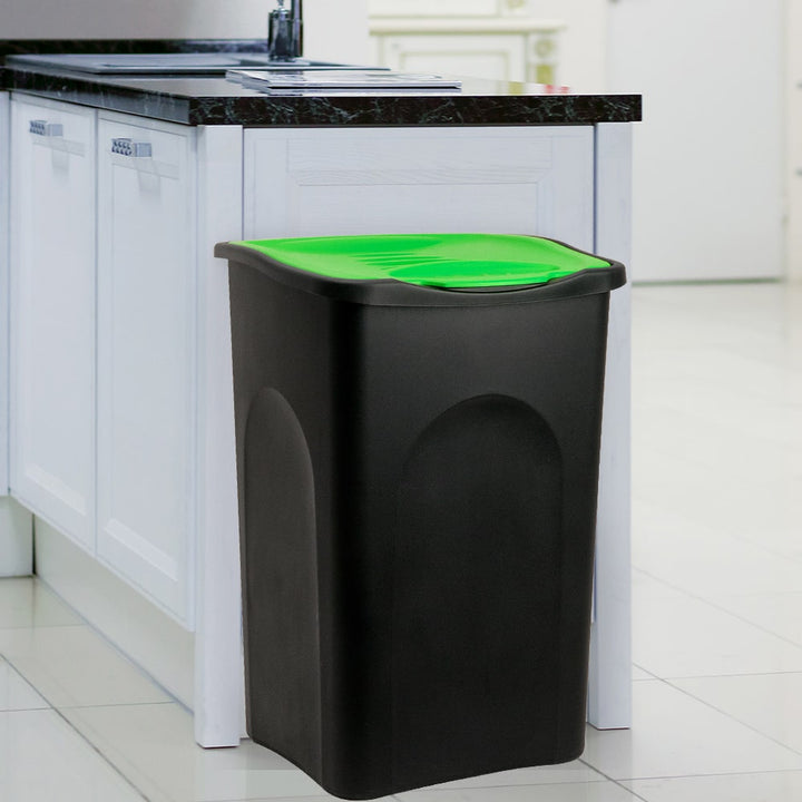 Affaldsbakke med låg 50 l papirkurven Kitchen Office Black Green