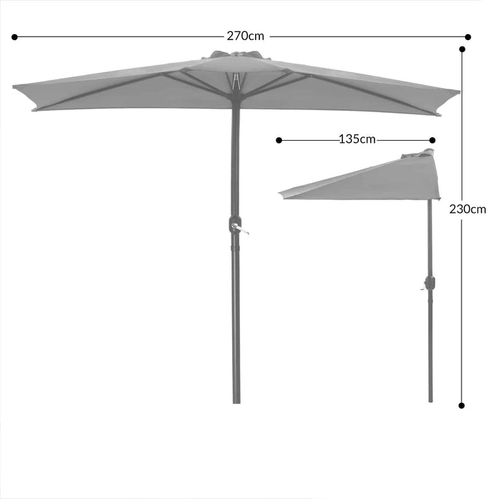 Halvparasol med polantracit 2,7 m UV -beskyttelse 50+