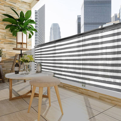 Balkon privatlivsskærm grå/hvid 1,4x10m
