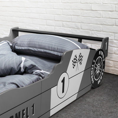 Børn bil seng F1 racing sølv