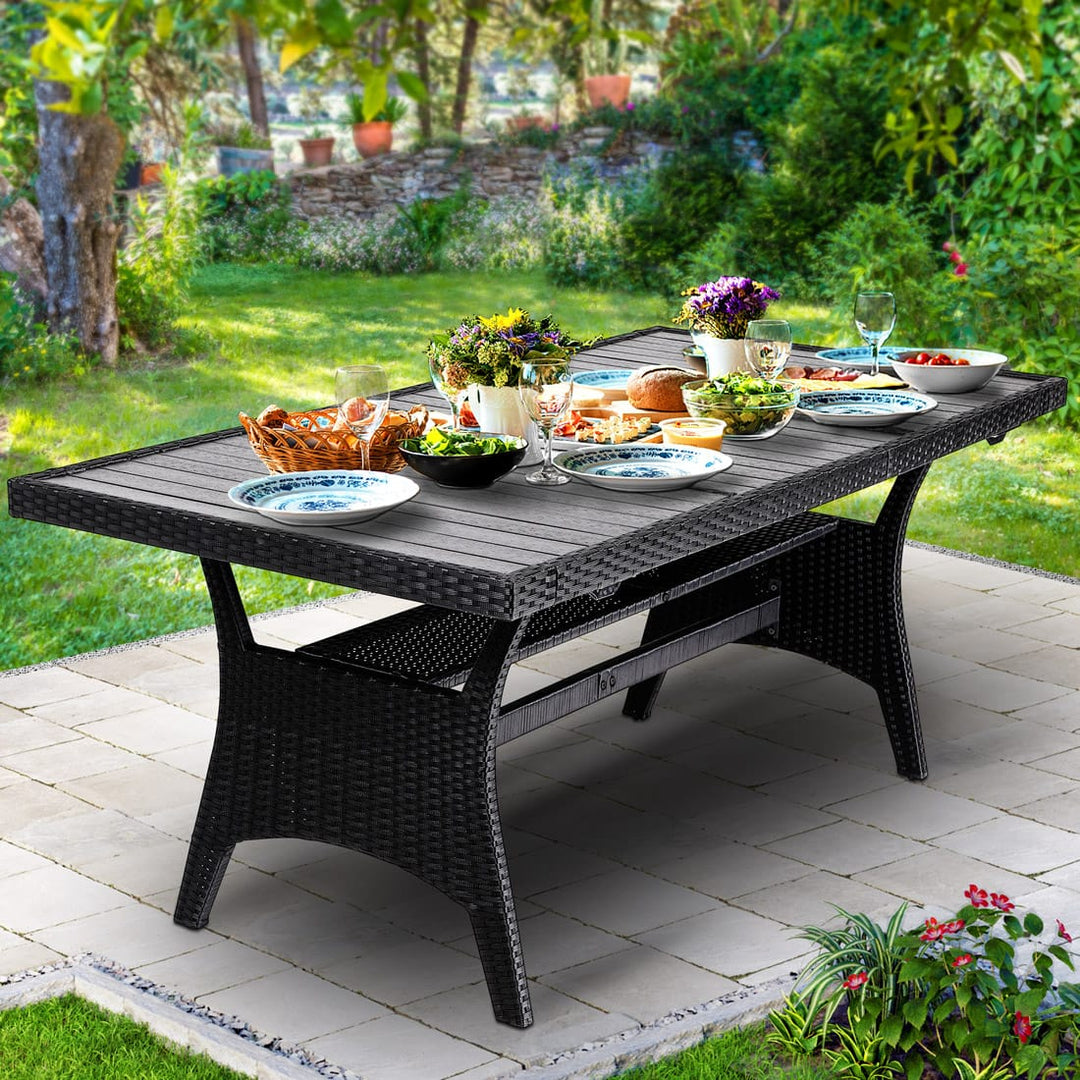 Rattan Garden Tabel 190x90x75cm med WPC -bordplade