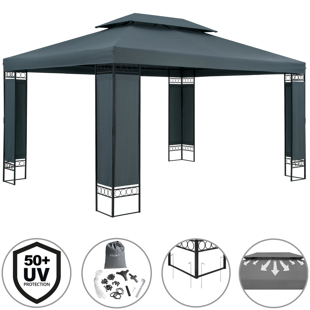 Metal Gazebo Elda Anthracite 3x4m