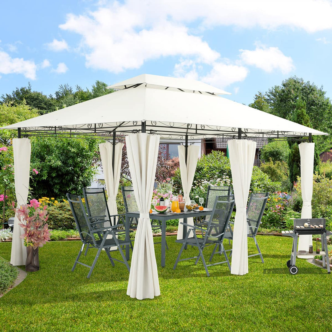 Metal Gazebo Topas Cream 3x4m med sidepaneler