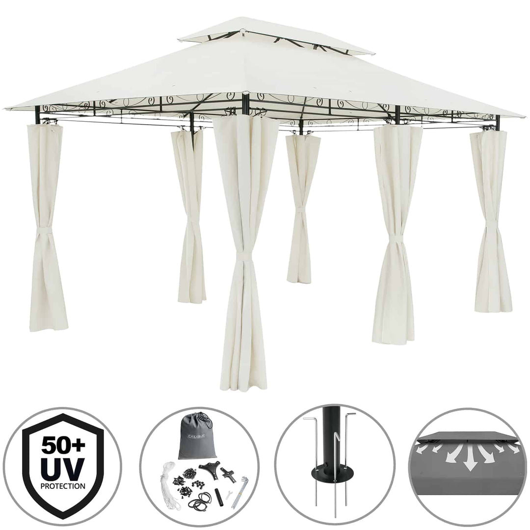 Metal Gazebo Topas Cream 3x4m med sidepaneler