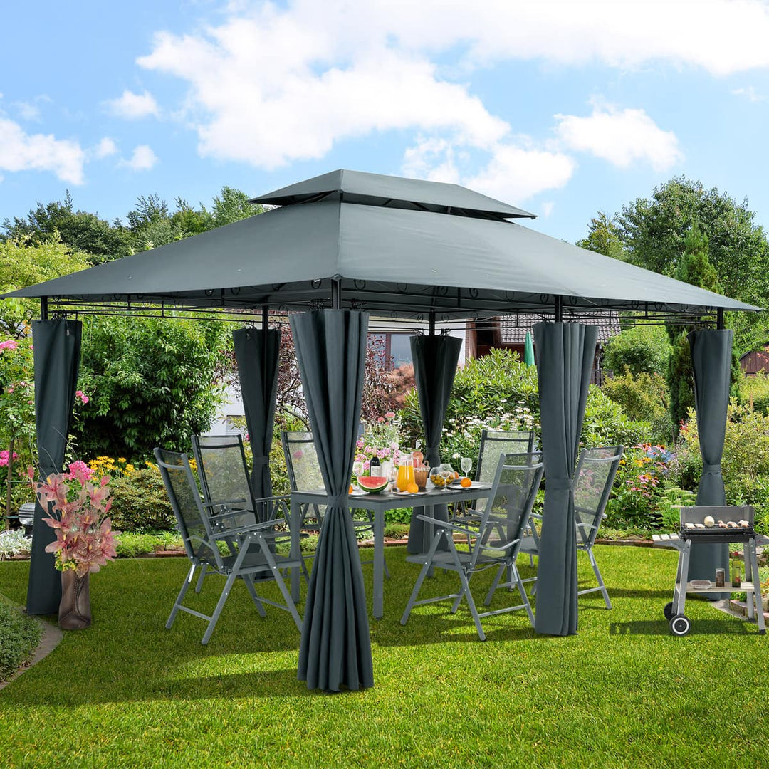 Metal Gazebo Topas Anthracite 3x4m med sidepaneler