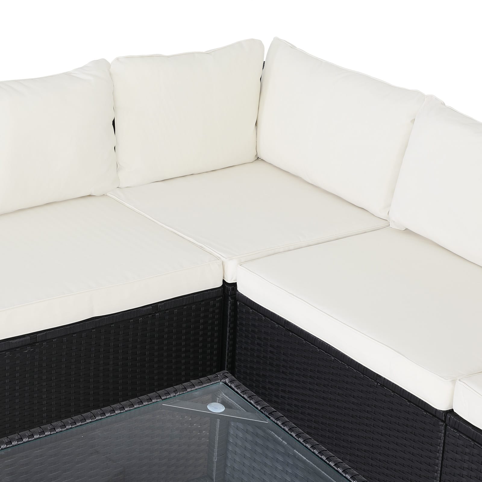 Polyrattan Ecklounge XXL Schwarz/Creme Inkl. Kissen