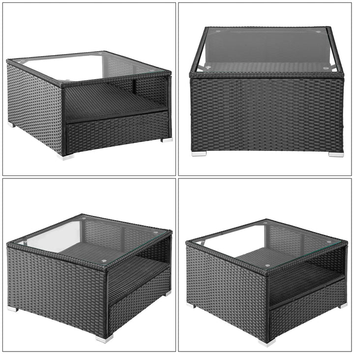 Polyrattan Ecklounge Schwarz/Anthrazit Dicke Rückenpolster