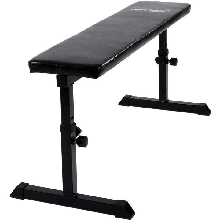 Flad bænk, 103x47x44-57 cm, højdejusterbar, op til 200 kg, stål, sort
