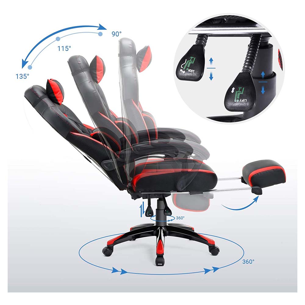 Gamingstol Med Fodstøtte, Ergonomisk Design