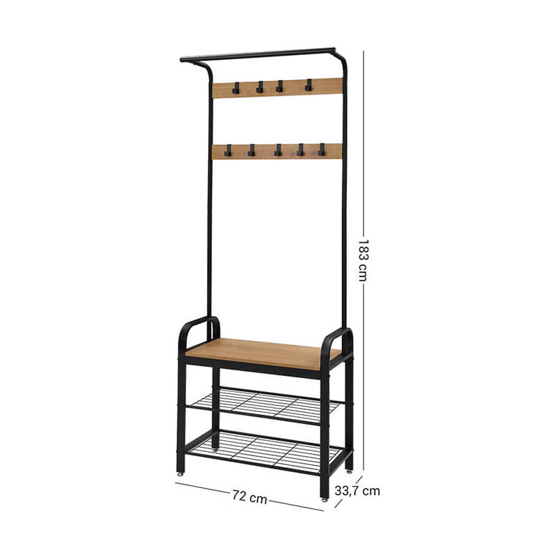 Moderne og praktisk garderobestativ, 72 x 34 x 183 cm, brun