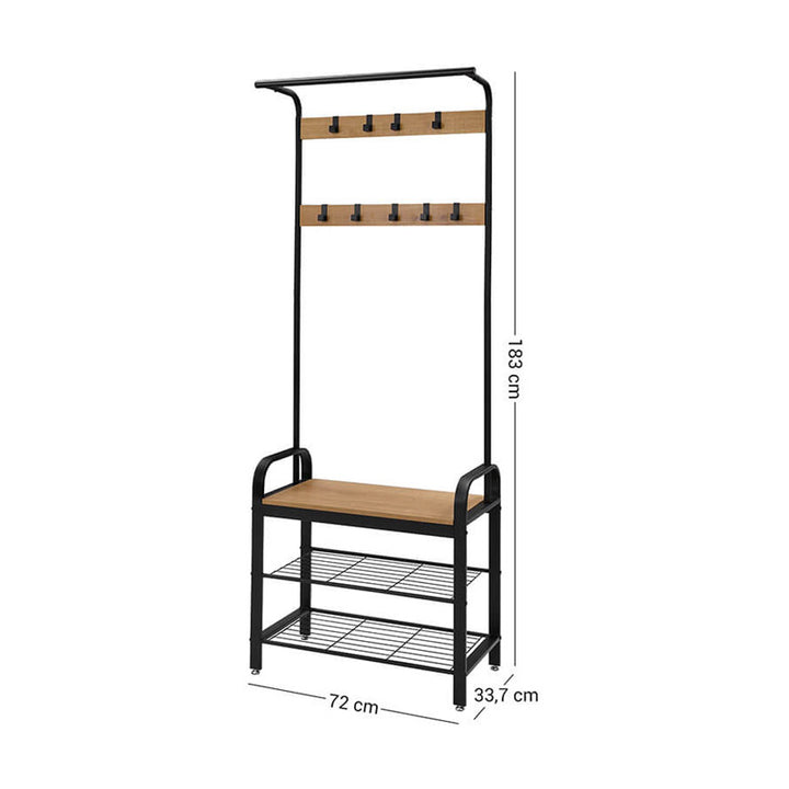 Moderne og praktisk garderobestativ, 72 x 34 x 183 cm, brun