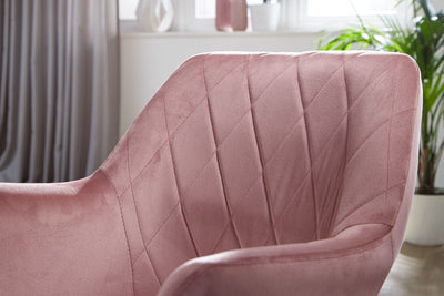 Kontorstol / drejestol i pink fløjl, glam-stil