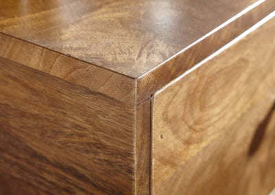 Sengebord i massivt træ / metal, 40x75,5x35 cm, brun