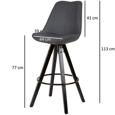 Sæt med 2 x barstole i antracit / sort, skandinavisk look