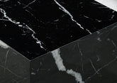 Sofabord, MDF højglans med marmor-look, 100x30x50 cm, sort