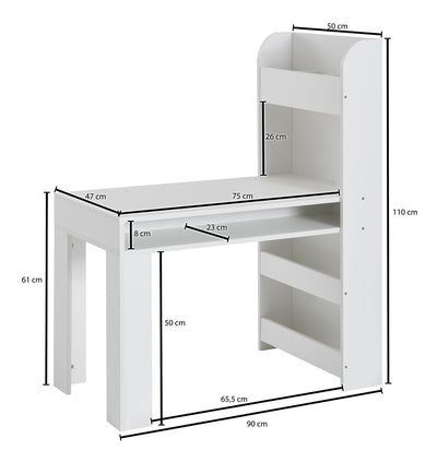 Skrivebord til børn, 90x50x110 cm, hvid