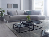 Designer sofaborde, sæt med 2, marmor-look, sort