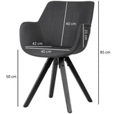 Spisebordsstole med armlæn, sæt af 2, sorte