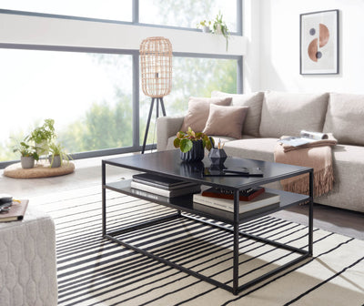 Sofabord i trendy industrielt look, metal, 100x60x45 cm, sort