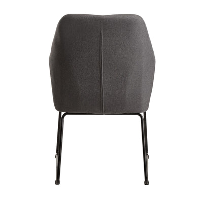 Spisebordstol / køkkenstol i mørkegrå stof / metal, polstret