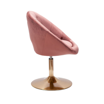 Designer cocktail-lænestol i fløjl pink / guldfarvet