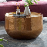 Håndlavet sofabord i metal, 60x60x35 cm, guldfarvet