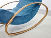 Designer gyngestol i fløjl, 61x81x111 cm, blå og guldfarvet
