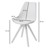 Sæt med 2 x spisebordsstole, skandinavisk look, hvid