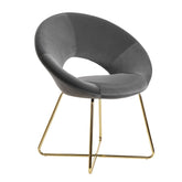 Spisebordsstol i fløjl, mørkegrå, køkkenstol med gyldne ben