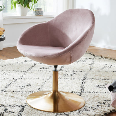Designer stol i fløjl, pink / guldfarvet ben, 70x79x70 cm