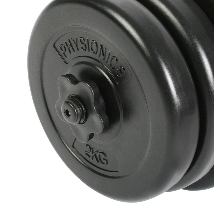 Håndvægtesæt 40 kg med 12 vægtskiver og riflet håndtag, Ø 25 mm