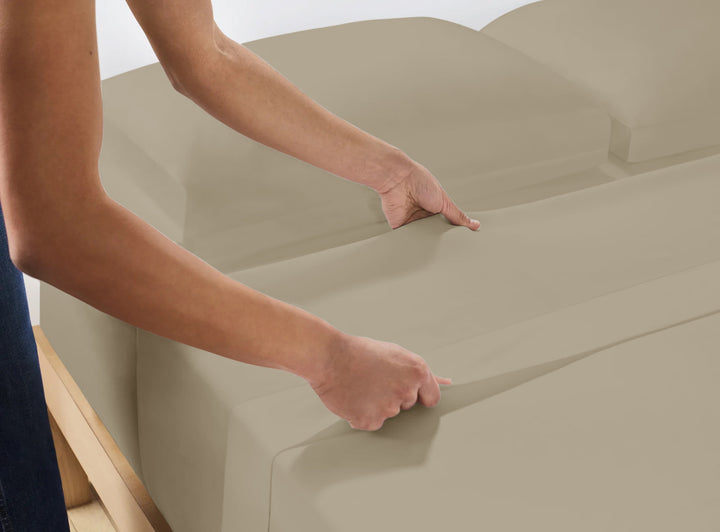 Lagen i premium bomulds-flannel, taupe 200 x 250
