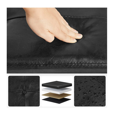 Polstret bænk med opbevaring - brun med sort sæde i kunstlæder