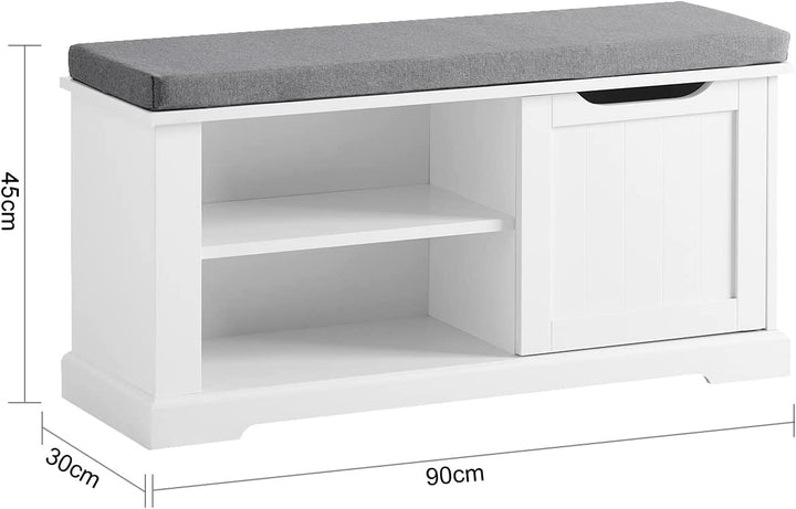 Skobænk i landlig skandinavisk stil, 90 x 30 x 45 cm, hvid