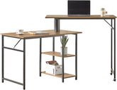 Smart, fleksibelt skrivebord med 2 bordplader og hylder, brun