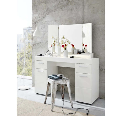 Garderobeskabspejl / spejl til sminkebord, hvid melamin/spejl glas, 100 x 67 x 15 cm