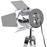 Gulvlampe med Træstativ - Justerbar højde, LED, forkromet stål, LED, E27, 148 cm