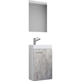 3-delt badeværelsessæt med keramisk håndvask og spejl, 70 x 41 x 22 cm, beton-look, grå