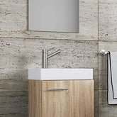 Badeværelsessæt med underskab, spejl og keramisk vask, 70 x 41 x 22 cm, Farve: naturfarvet, Sonoma eg